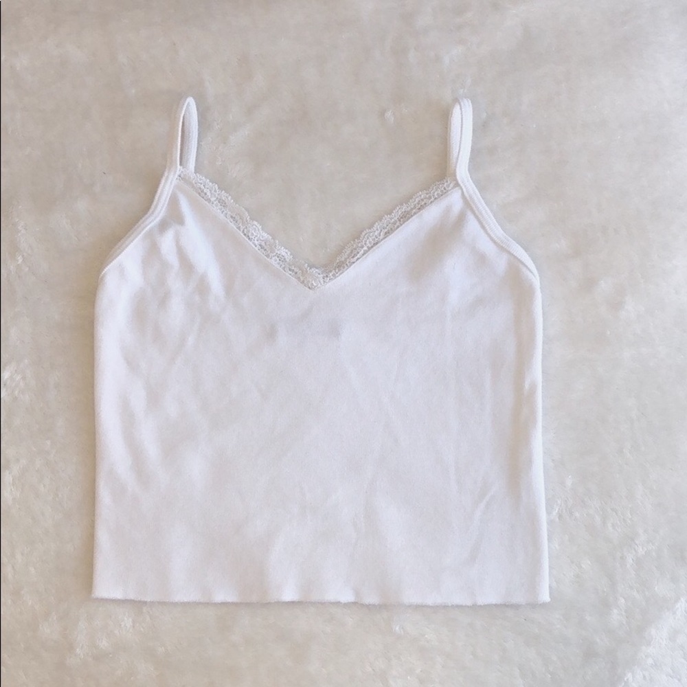 Brandy Melville White Nicolette Lace Tank Top